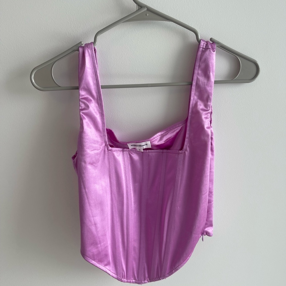 Superdown Lavender Satin Crop Top